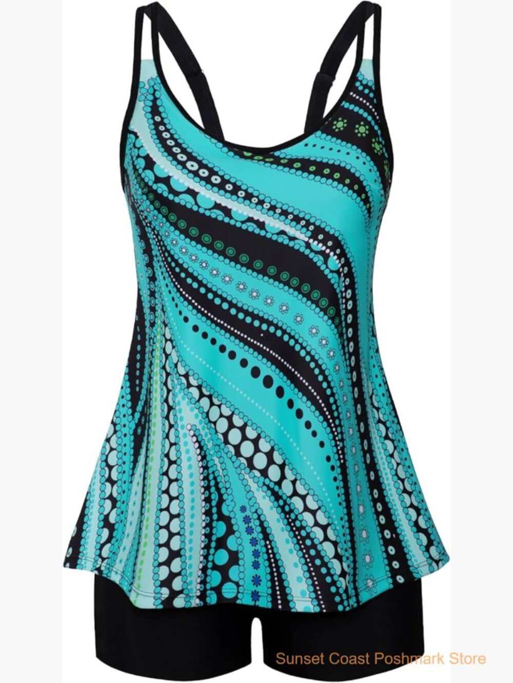 Tankini Swimsuit Tummy Control Two Piece Bathing Suit with Boy Shorts